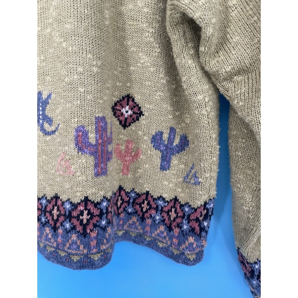 Vtg 1990s Monterey Bay Green Cactus Embroidered Button Up Barn Jacket Sz L - Picture 16 of 16